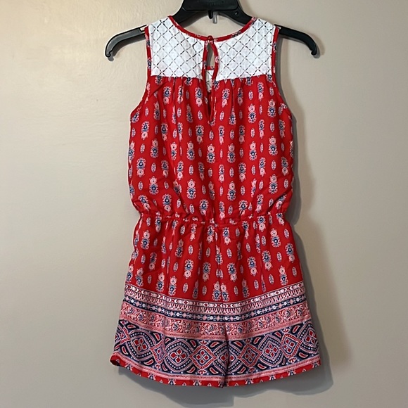 Red Girls Romper, Medium - Picture 2 of 3